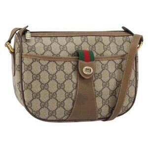 Authentic GUCCI GG Supreme Web Sherry Line Bag PVC Beige Gold 89 02 032